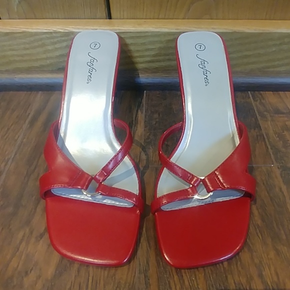 fanfares Shoes New Red Strappy Cage Slide Sandal Heel 7 Poshmark